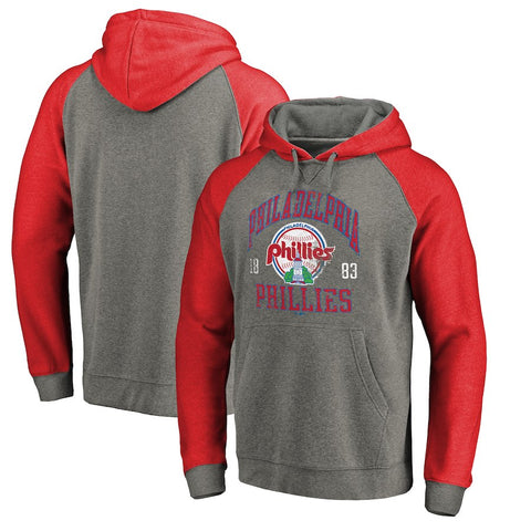 Philadelphia Phillies   Cooperstown Collection Old Favorite Tri-Blend Raglan Pullover Hoodie - Ash