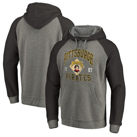 Pittsburgh Pirates   Cooperstown Collection Old Favorite Tri-Blend Raglan Pullover Hoodie - Ash