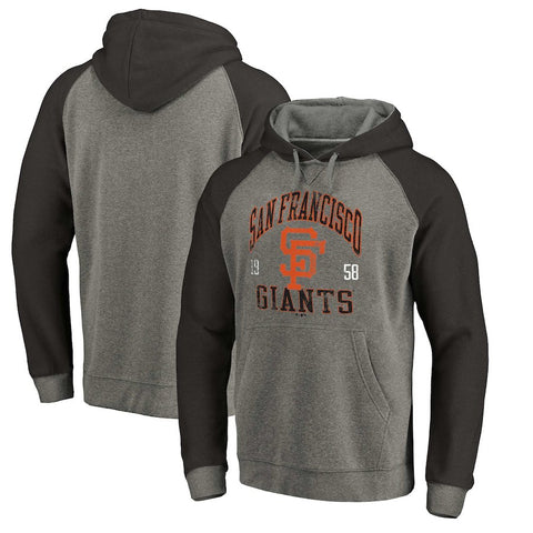 San Francisco Giants   Cooperstown Collection Old Favorite Tri-Blend Pullover Hoodie - Heathered Gray/Black