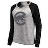 Chicago Cubs   Women's Plush Hacci Raglan Tri-Blend Scoop Neck Pullover Sweatshirt