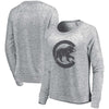 Chicago Cubs   Women's Plush Hacci Raglan Tri-Blend Scoop Neck Pullover Sweatshirt