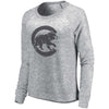 Chicago Cubs   Women's Plush Hacci Raglan Tri-Blend Scoop Neck Pullover Sweatshirt