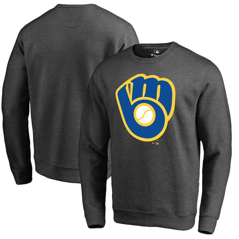 Milwaukee Brewers   Cooperstown Collection Huntington Sweatshirt - Heathered Gray