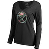 Buffalo Sabres   Women's Lovely Long Sleeve V-Neck T-Shirt - Black