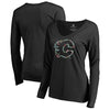 Calgary Flames   Women's Lovely Long Sleeve V-Neck T-Shirt - Black