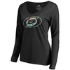 Carolina Hurricanes   Women's Lovely Long Sleeve V-Neck T-Shirt - Black