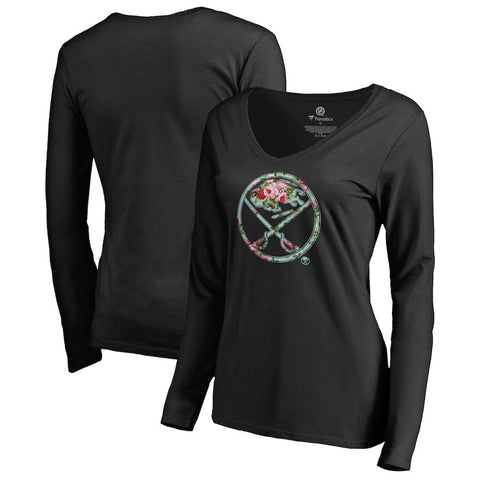 Buffalo Sabres   Women's Lovely Long Sleeve V-Neck T-Shirt - Black