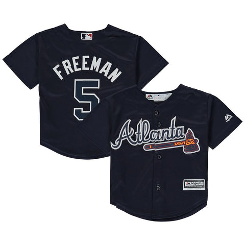 Freddie Freeman Atlanta Braves Majestic Official Cool Base Performance Player Jersey - Navy