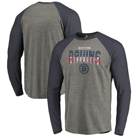 Boston Bruins   Freedom Tri-Blend Raglan Long Sleeve T-Shirt