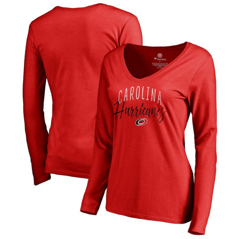Carolina Hurricanes   Women's Graceful Long Sleeve V-Neck T-Shirt - Red