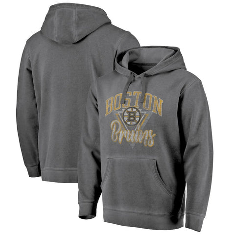 Boston Bruins   Shadow Washed Retro Arch Pullover Hoodie - Black