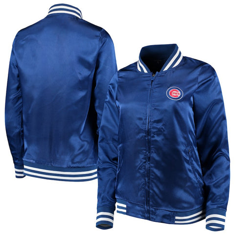 Chicago Cubs Antigua Women's Strut Full-Zip Bomber Jacket