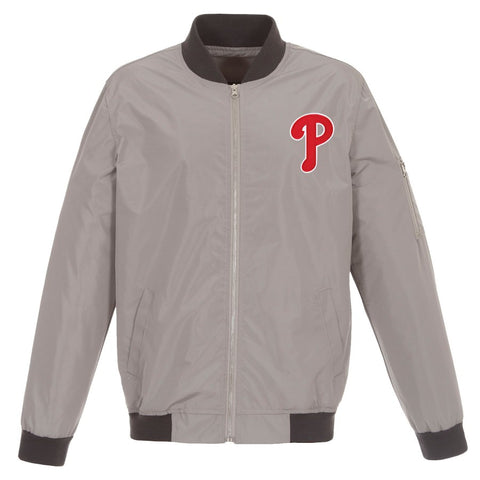Philadelphia Phillies JH Design Lightweight Nylon Bomber Jacket