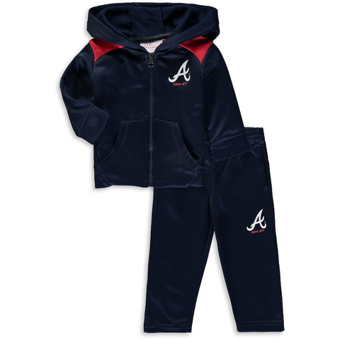 Atlanta Braves Majestic Infant Play Action Full-Zip Hoodie & Pants Set - Navy