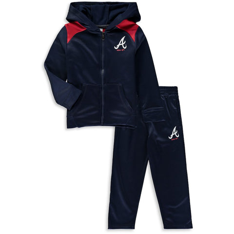 Atlanta Braves Majestic Toddler Play Action Full-Zip Hoodie & Pants Set - Navy