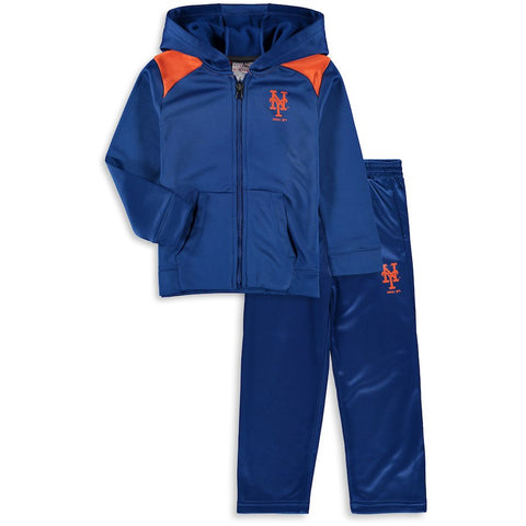 New York Mets Majestic Toddler Play Action Full-Zip Hoodie & Pants Set - Royal