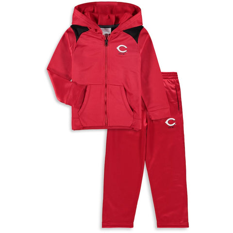 Cincinnati Reds Majestic Toddler Play Action Full-Zip Hoodie & Pants Set - Red