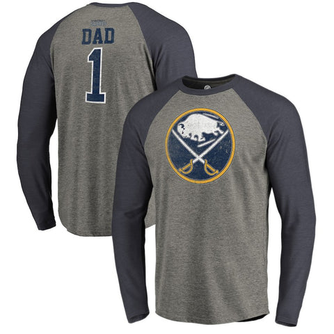 Buffalo Sabres   Father's Day Greatest Dad Raglan Tri-Blend Long Sleeve T-Shirt