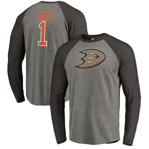 Anaheim Ducks   Father's Day Greatest Dad Raglan Tri-Blend Long Sleeve T-Shirt