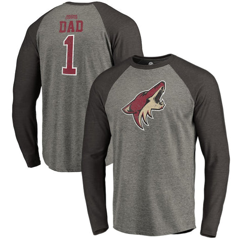 Arizona Coyotes   Father's Day Greatest Dad Raglan Tri-Blend Long Sleeve T-Shirt