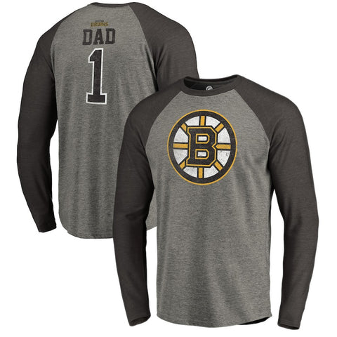 Boston Bruins   Father's Day Greatest Dad Raglan Tri-Blend Long Sleeve T-Shirt