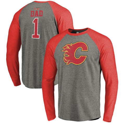 Calgary Flames   Father's Day Greatest Dad Raglan Tri-Blend Long Sleeve T-Shirt