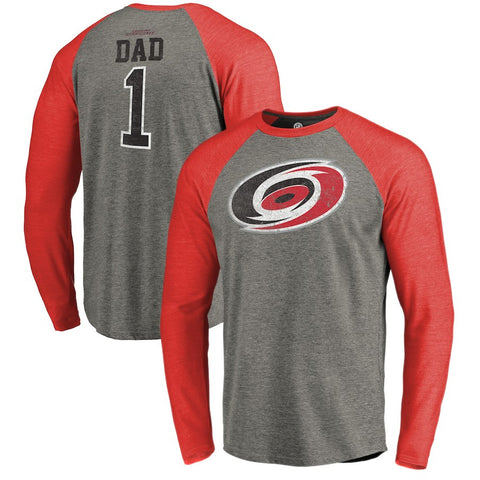 Carolina Hurricanes   Big & Tall Father's Day Greatest Dad Raglan Tri-Blend Long Sleeve T-Shirt