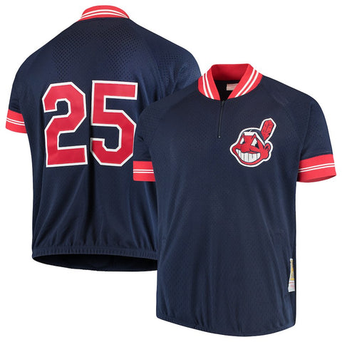 Jim Thome Cleveland Indians Mitchell & Ness Cooperstown Collection Mesh Batting Practice Quarter-Zip Jersey