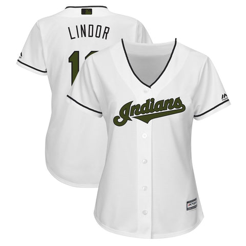Francisco Lindor Cleveland Indians Majestic Women's 2018 Memorial Day Cool Base Player Jersey
