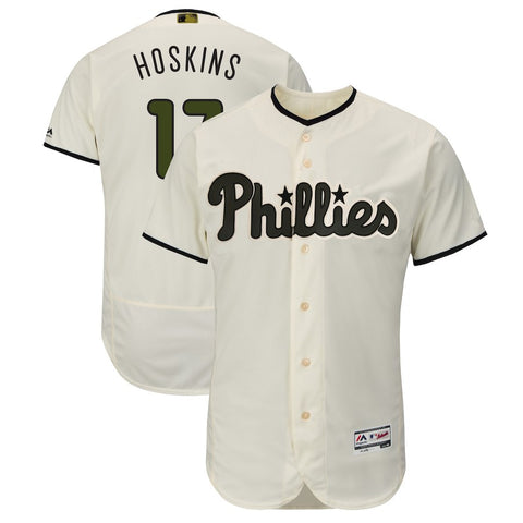 Rhys Hoskins Philadelphia Phillies Majestic 2018 Memorial Day Authentic Collection Flex Base Player Jersey - Cream