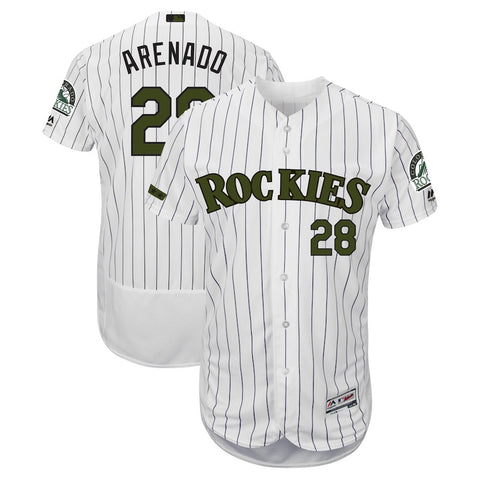 Nolan Arenado Colorado Rockies Majestic 2018 Memorial Day Authentic Collection Flex Base Player Jersey - White