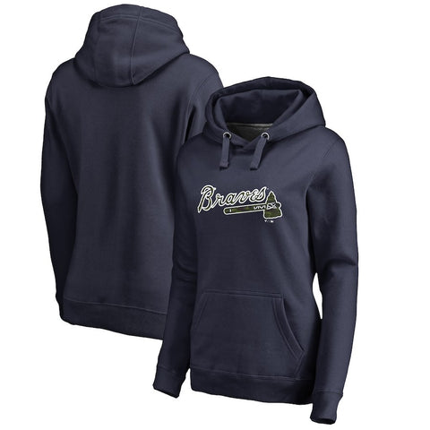 Atlanta Braves   Women's Plus Size Memorial Wordmark Pullover Hoodie
