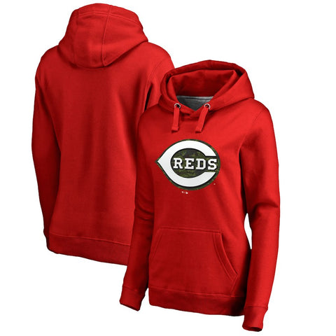 Cincinnati Reds   Women's Plus Size Memorial Wordmark Pullover Hoodie