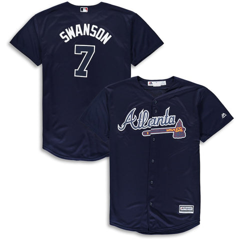 Dansby Swanson Atlanta Braves Majestic Youth Alternate Official Cool Base Player Jersey
