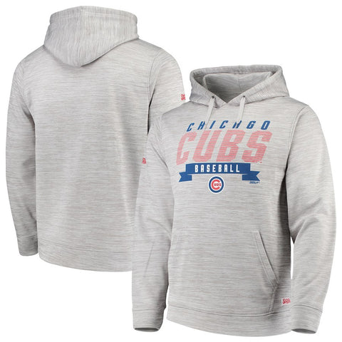 Chicago Cubs Stitches Poly Pullover Hoodie - Heathered Gray
