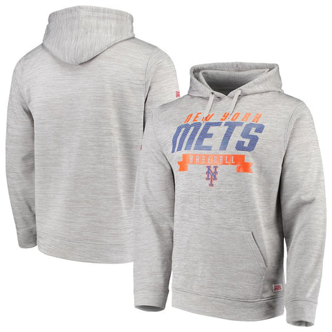 New York Mets Stitches Poly Pullover Hoodie - Heathered Gray