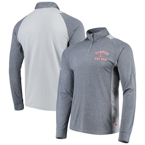 Boston Red Sox Stitches Raglan Sleeve Quarter-Zip Pullover Jacket - Heathered Navy/Gray