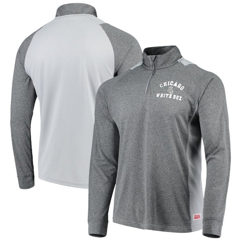 Chicago White Sox Stitches Raglan Sleeve Quarter-Zip Pullover Jacket - Heathered Charcoal/Gray