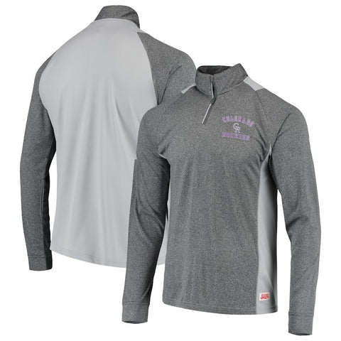 Colorado Rockies Stitches Raglan Sleeve Quarter-Zip Pullover Jacket - Heathered Charcoal/Gray
