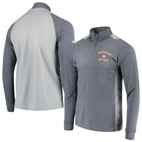 Houston Astros Stitches Raglan Sleeve Quarter-Zip Pullover Jacket - Heathered Navy/Gray