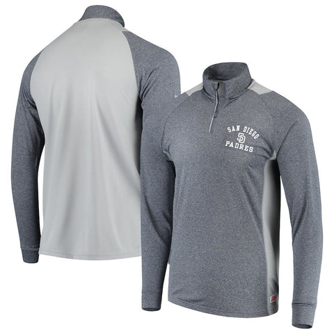 San Diego Padres Stitches Raglan Sleeve Quarter-Zip Pullover Jacket - Heathered Navy/Gray