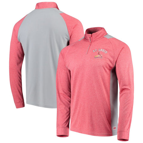 St. Louis Cardinals Stitches Raglan Sleeve Quarter-Zip Pullover Jacket - Heathered Red/Gray