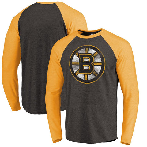 Boston Bruins   Showtime Raglan Tri-Blend Long Sleeve T-Shirt