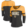 Boston Bruins   Women's Showtime Tri-Blend V-Neck 3/4-Sleeve T-Shirt