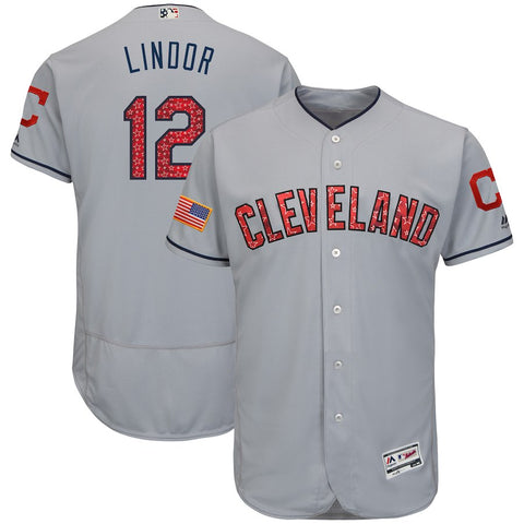 Francisco Lindor Cleveland Indians Majestic 2018 Stars & Stripes Flex Base Player Jersey