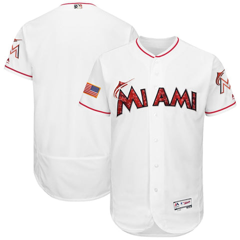 Miami Marlins Majestic 2018 Stars & Stripes Flex Base Team Jersey