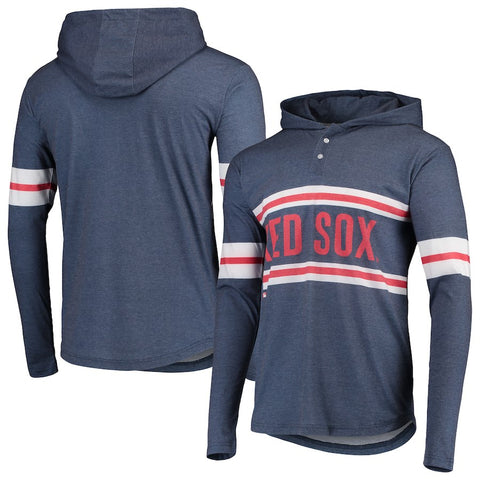 Boston Red Sox Henley Pullover Hoodie - Heathered Navy