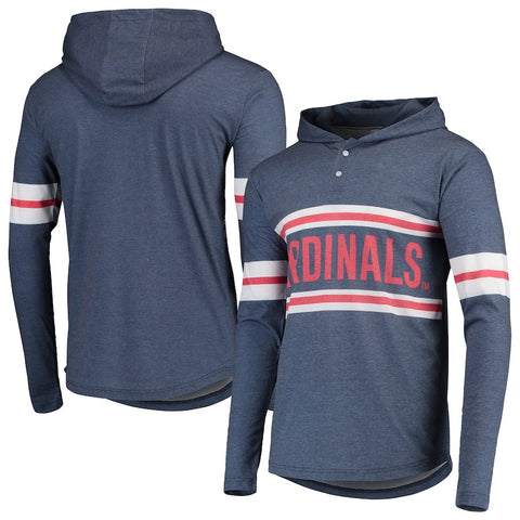 St. Louis Cardinals Henley Pullover Hoodie - Heathered Navy