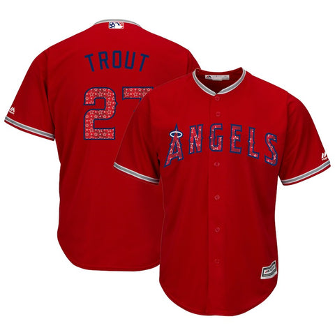 Mike Trout Los Angeles Angels Majestic 2018 Stars & Stripes Cool Base Player Jersey