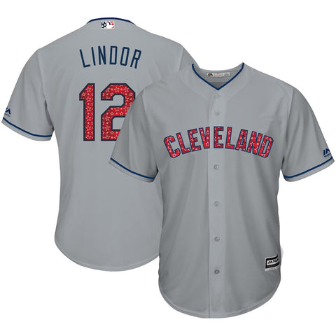 Francisco Lindor Cleveland Indians Majestic 2018 Stars & Stripes Cool Base Player Jersey